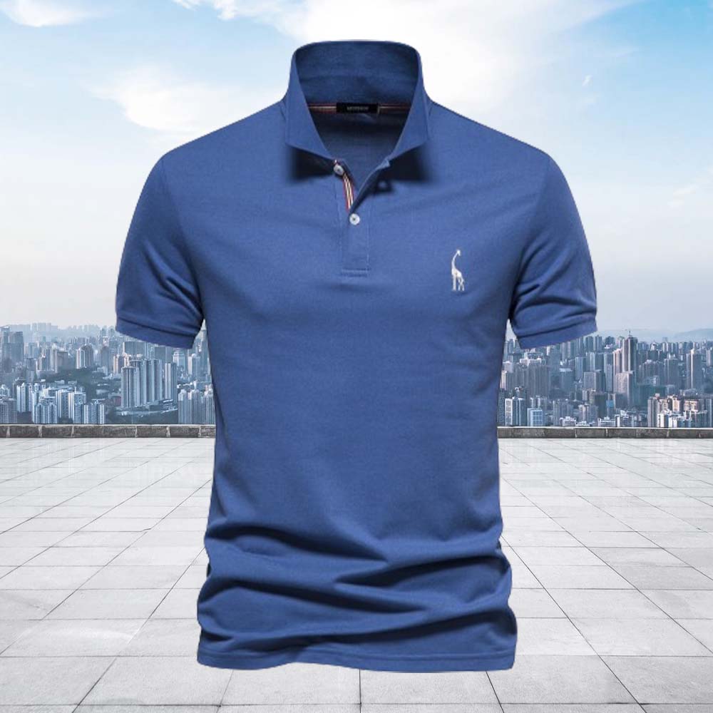 Smiledeer Men's Casual Giraffe Embroidered Short Sleeve T-Shirt Polo Shirt