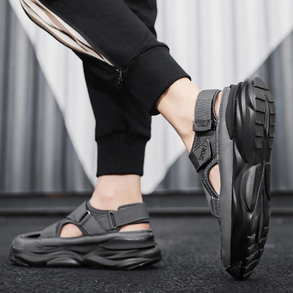 Sandalias deportivas con suela gruesa y velcro transpirable para hombre