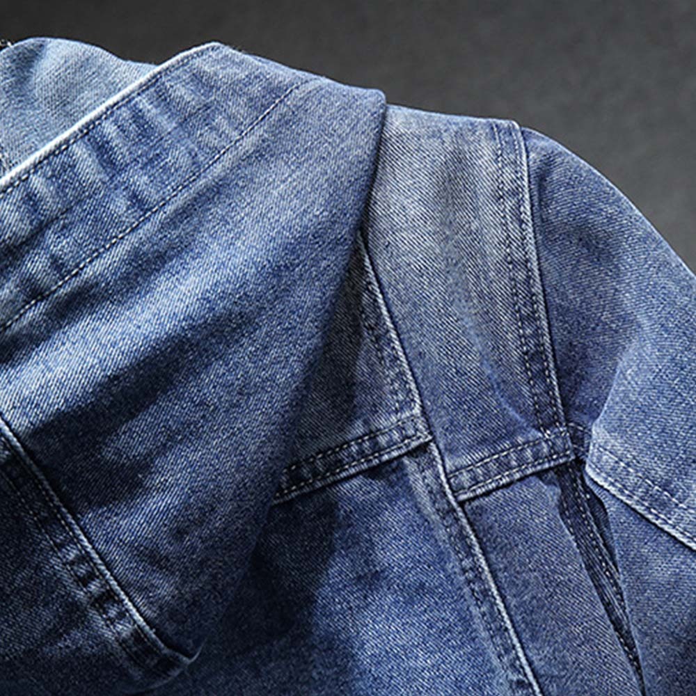 Men's Hooded Vintage Denim Jacket
