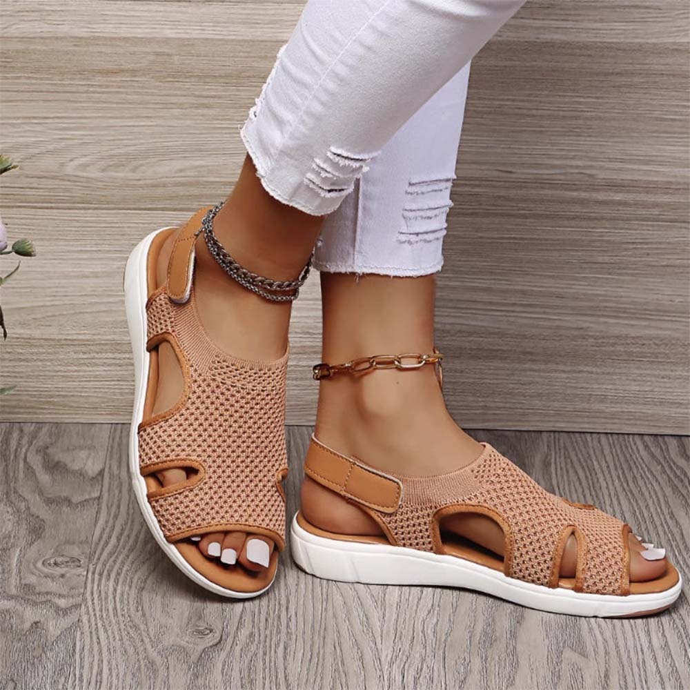 Sandalias huecas de malla para mujer, suaves y cómodas
