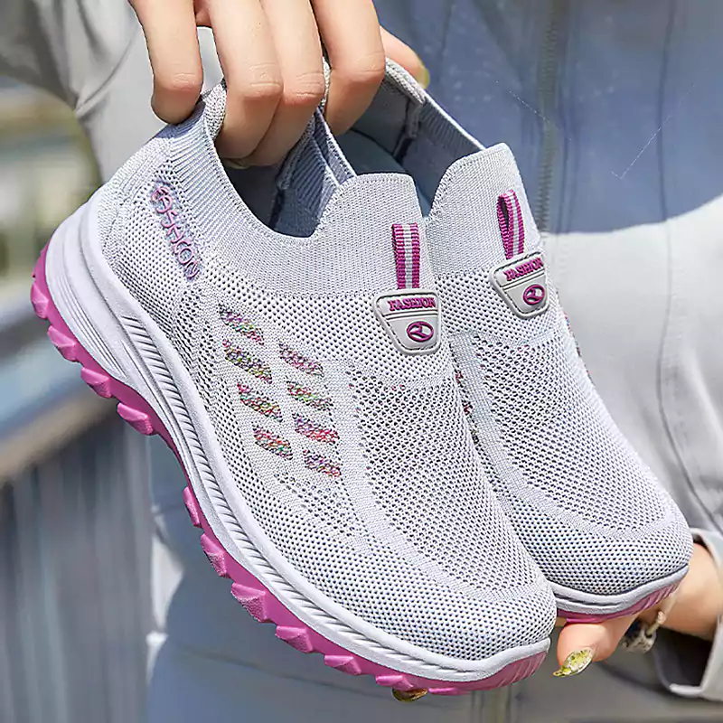 Women's casual fly-knit breathable slip-on shoes
