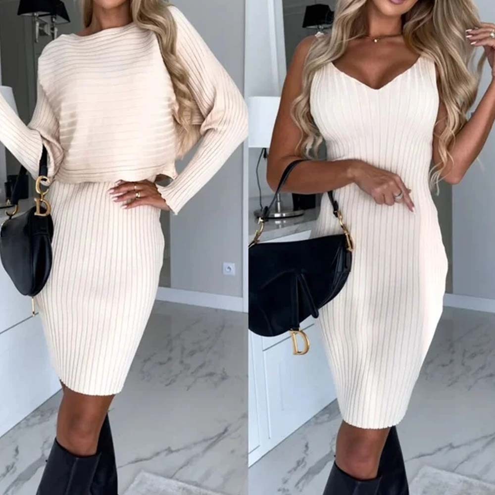 Knit Pullover Sweater and Cami Dress Set