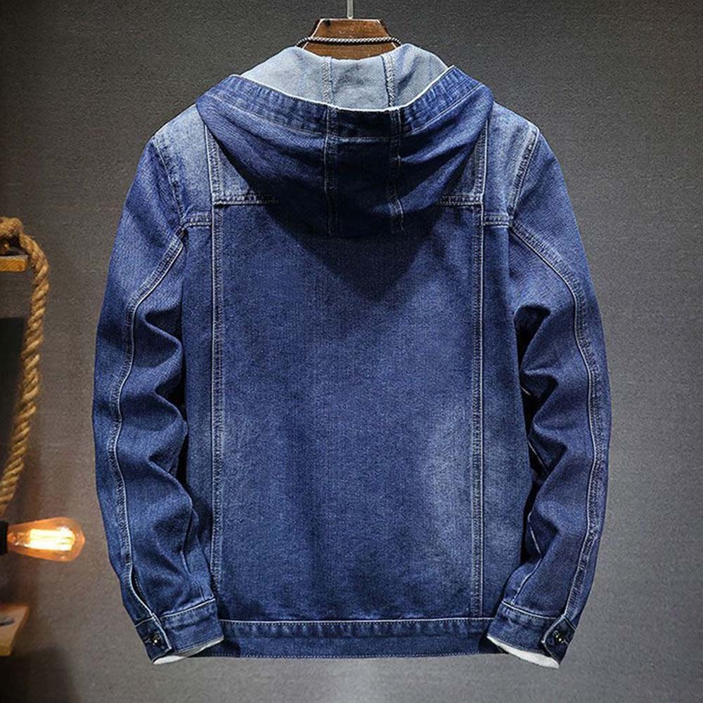 Men's Hooded Vintage Denim Jacket