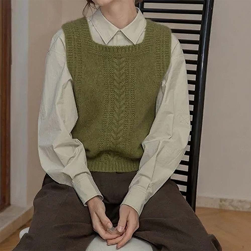 Olivoslindo™️ Chaleco de punto con cuello cuadrado para mujer de primavera y otoño