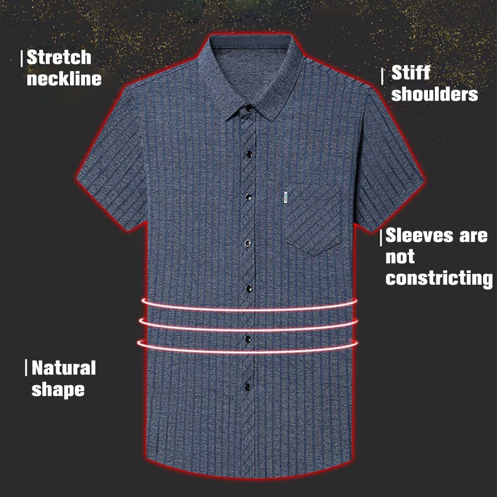 Camisa de manga corta a rayas con bolsillo suelto para hombre de verano 2024