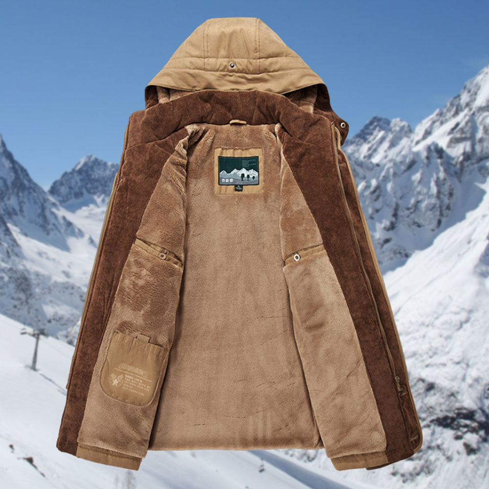 Glowtomato™ Winter men's warm mid-length fleece hooded cotton coat