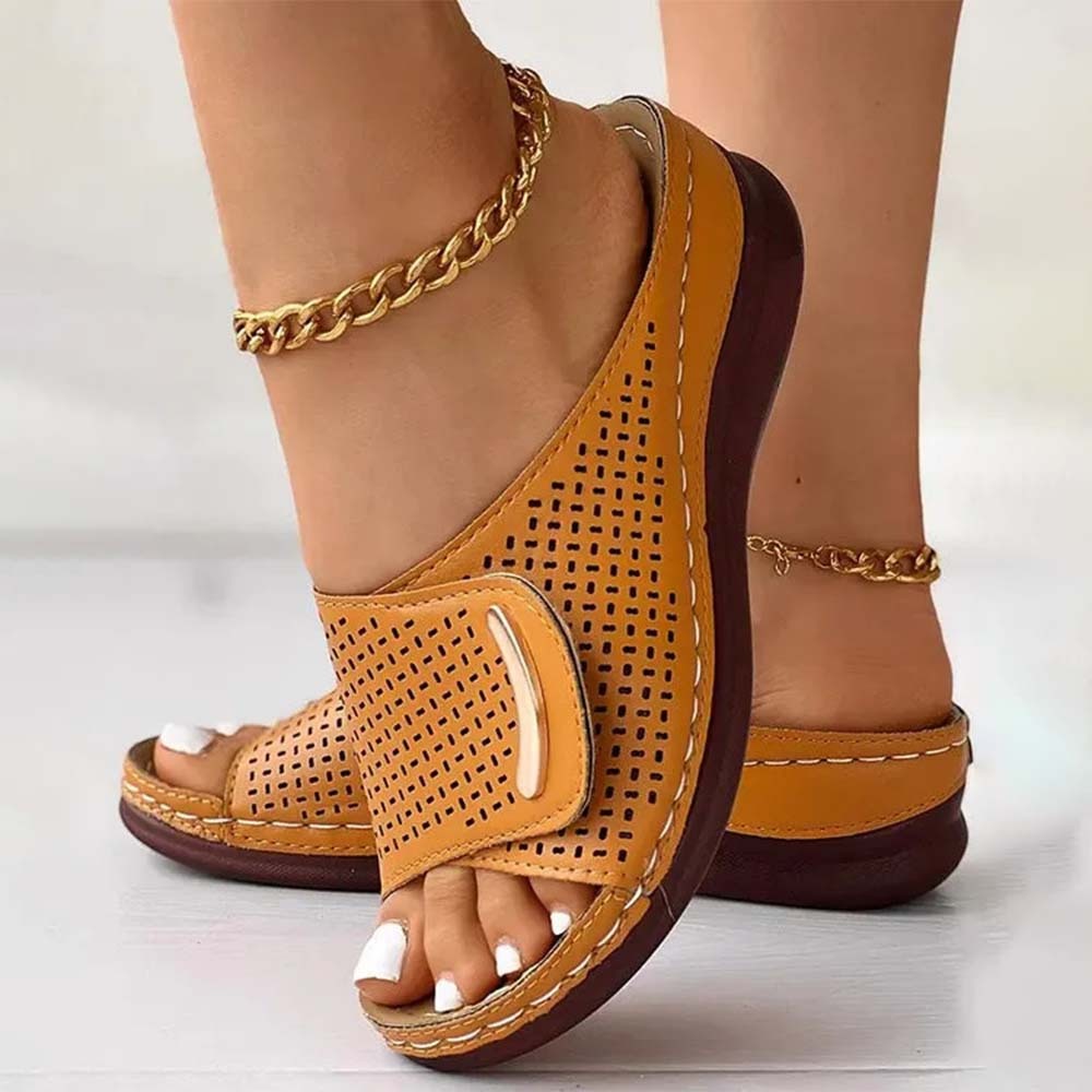 Sandalias cómodas de cuero con soporte para mujer