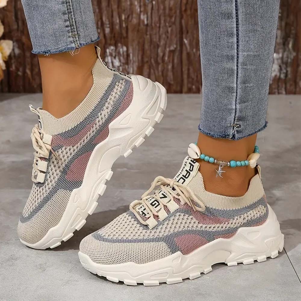 Zapatillas de deporte de suela gruesa de malla transpirable para mujer
