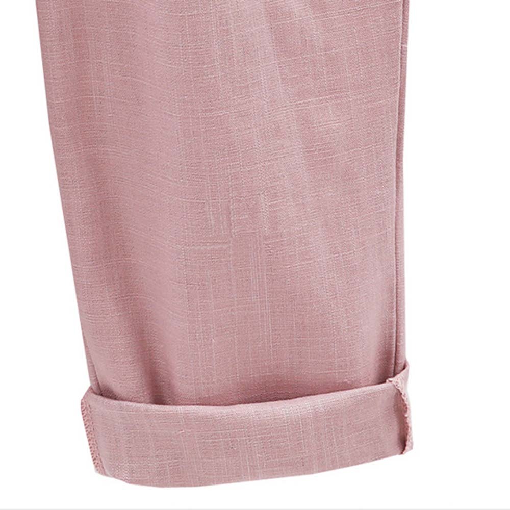 Pantalón de mujer holgado de algodón y lino, ligero y transpirable
