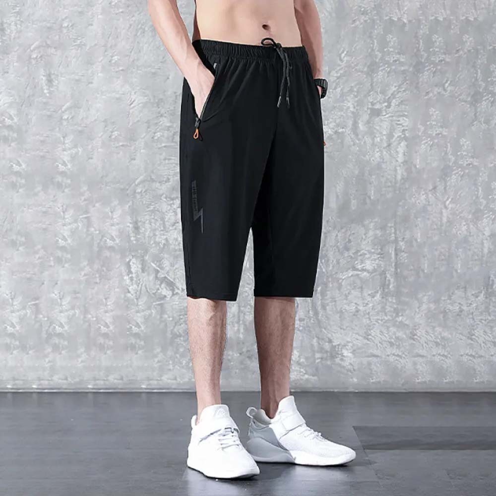 Pantalones deportivos casuales de talla grande rectos de seda de hielo elásticos finos para hombre