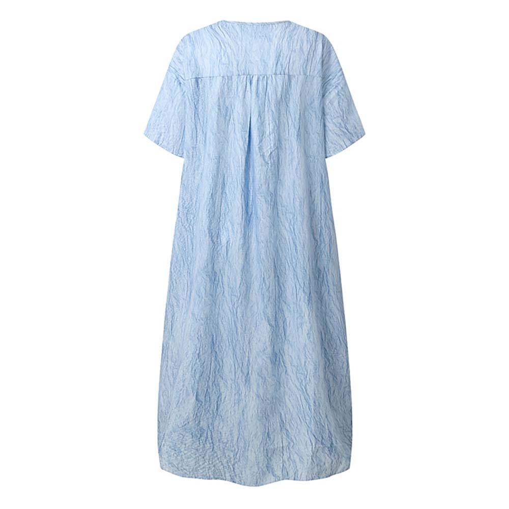 Soft and comfortable V-neck cotton and linen dress