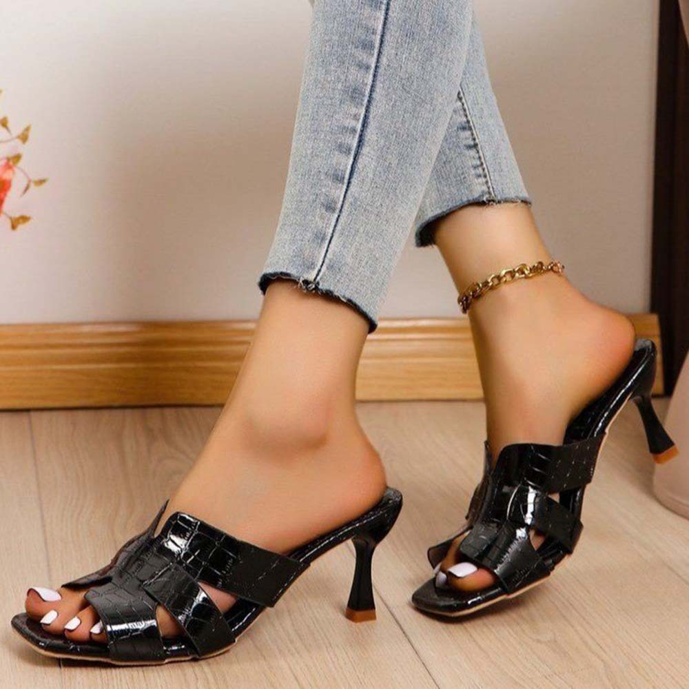 Sandalias metálicas de tacón alto para mujer de moda de verano