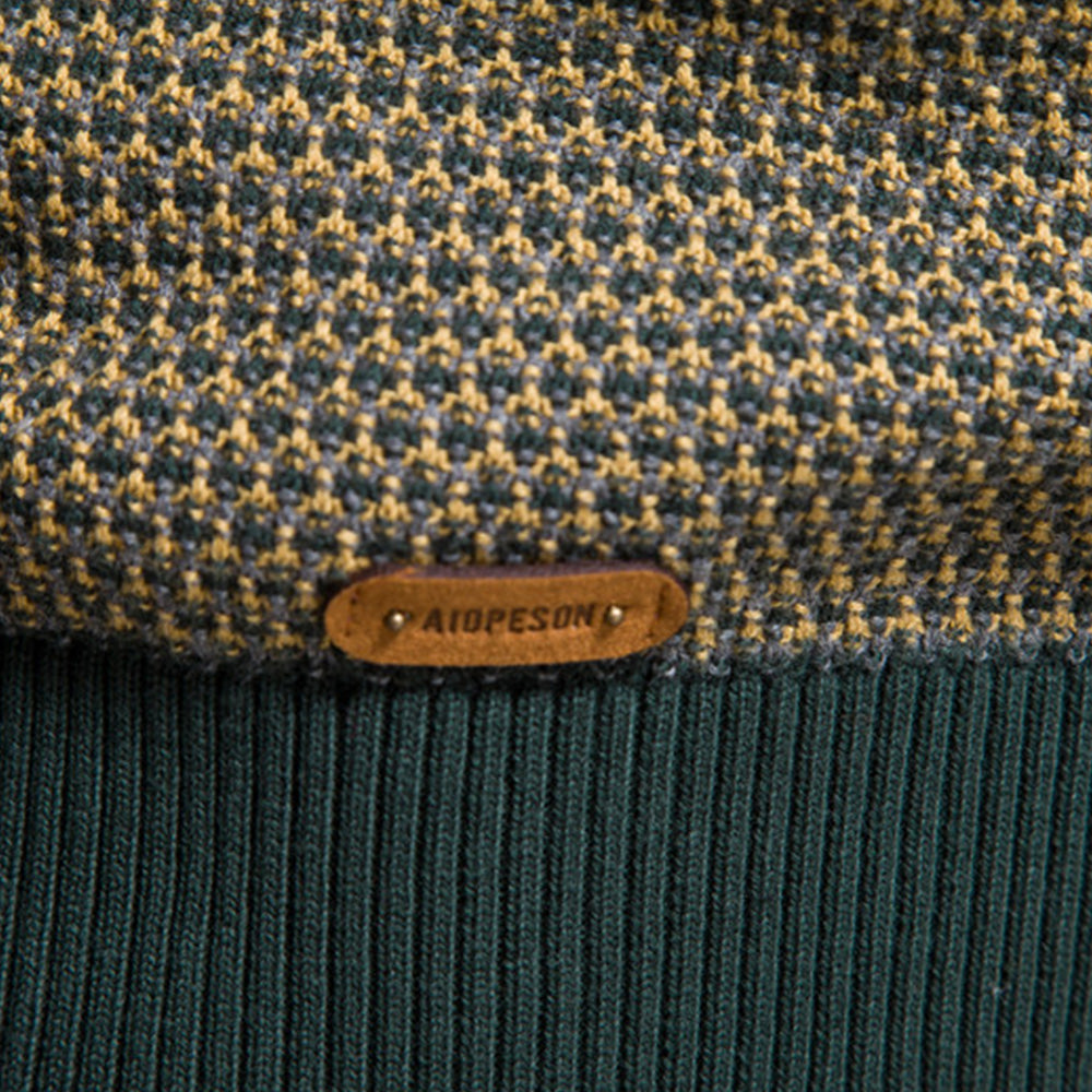 Olivoslindo™ Jersey de hombre de manga larga con cuello redondo y bloques de color