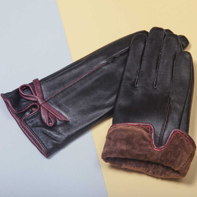 Nuevos guantes de PU con lazo a la moda