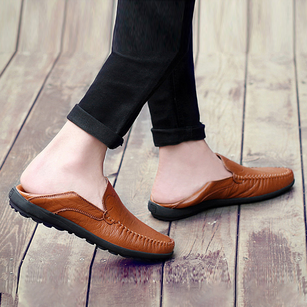 Olivoslindo Zapatos casuales de cuero para hombres de tendencia de verano