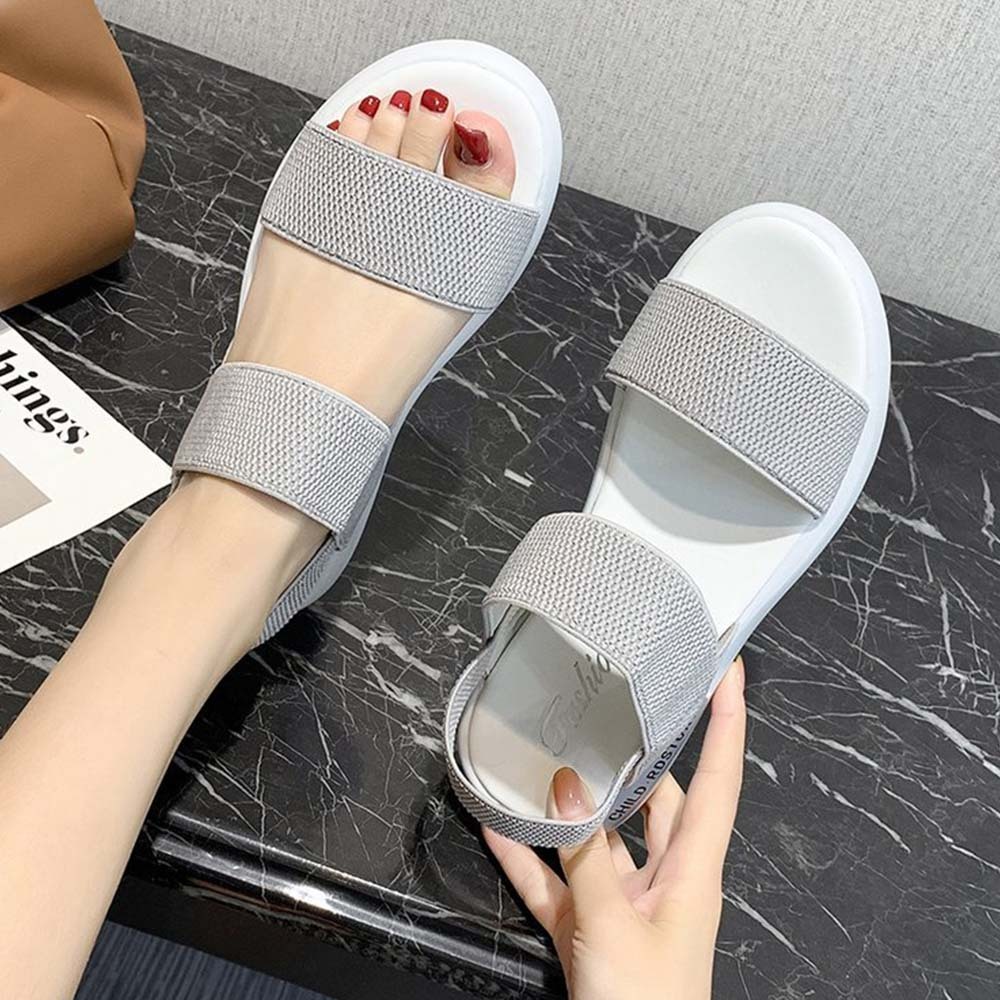 Sandalias deportivas cómodas con soporte plano para mujer