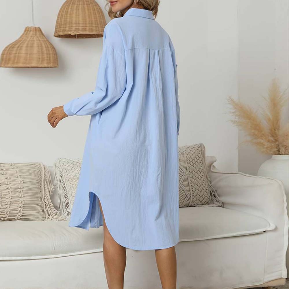New Long Ladies Cotton Linen Loose Casual Shirt