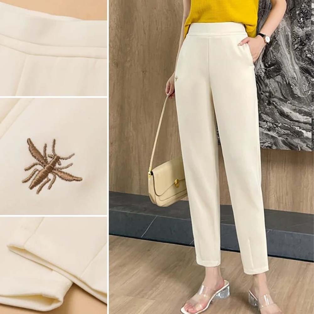 Pantalones casuales de cintura alta sueltos y cómodos para mujer