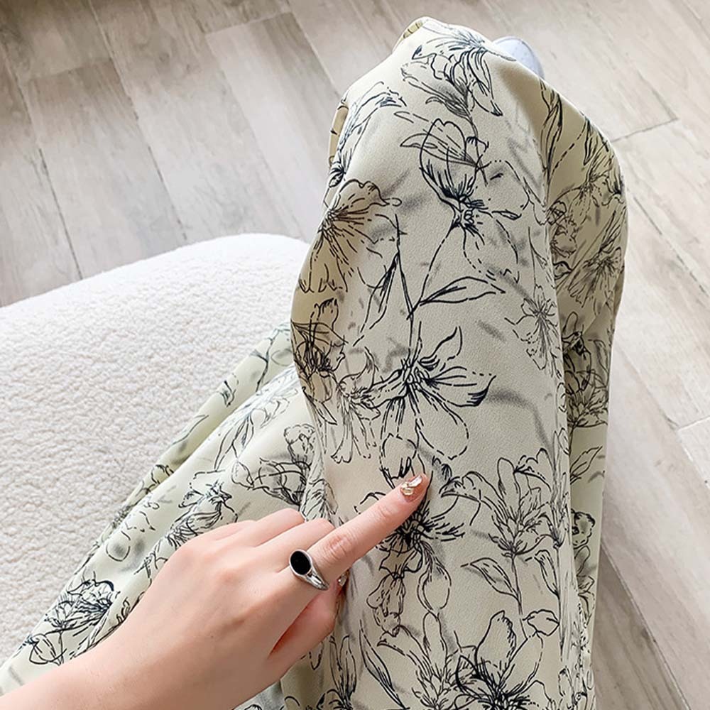 Women's fashionable printed tie-dye ice silk wide-leg pants