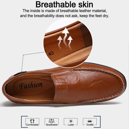 Zapatos casuales de cuero cómodos y sin cordones para hombre