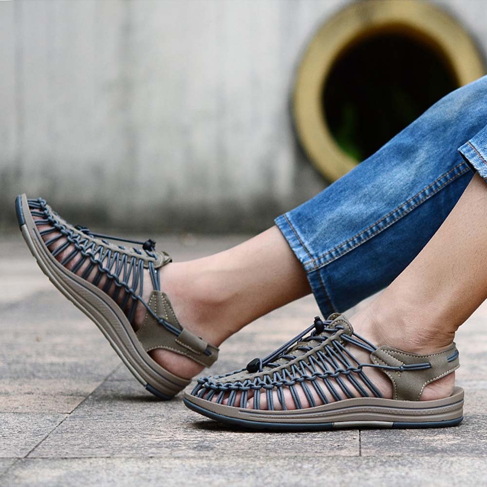 Smiledeer Summer men's and women's breathable braided lace-up sports sandals