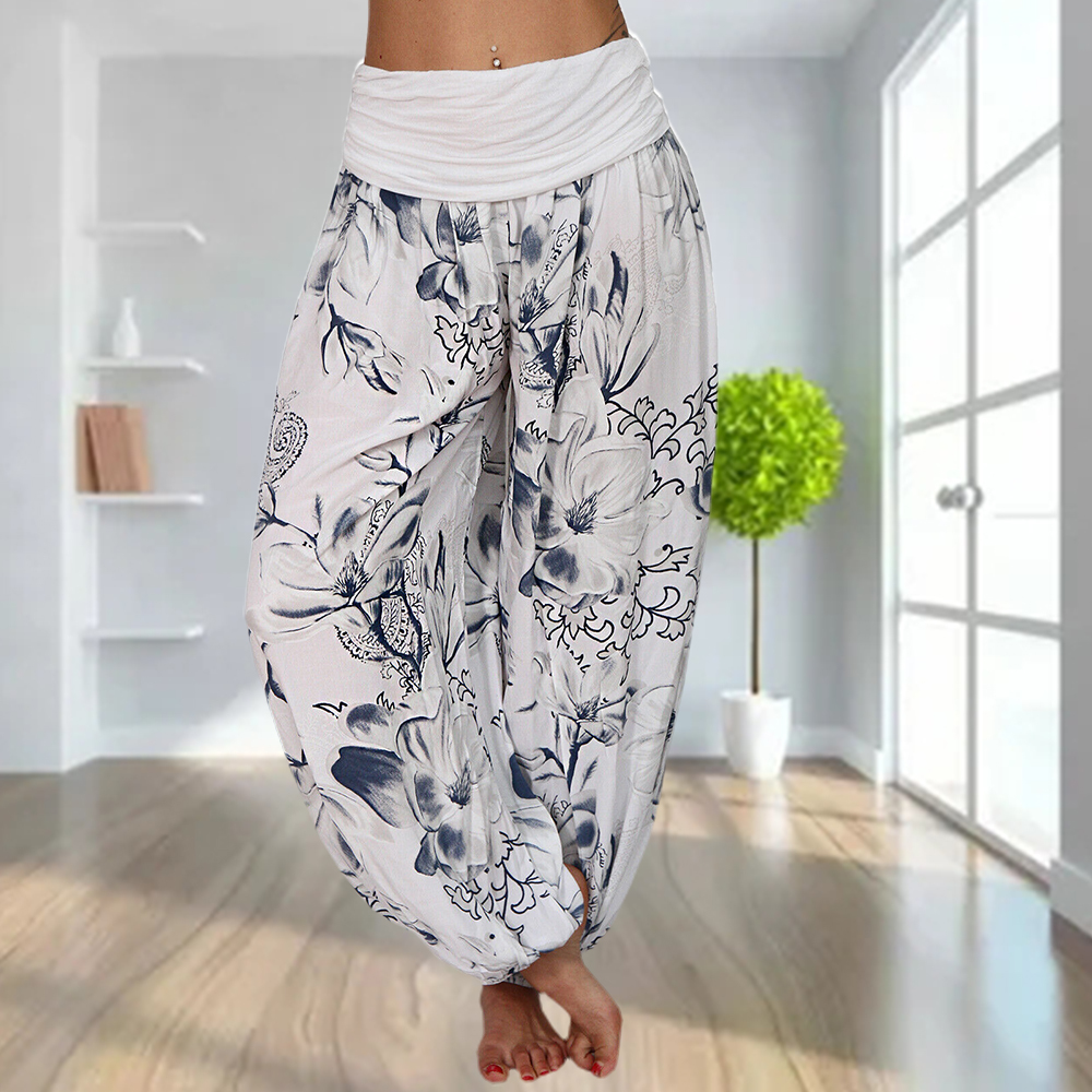 2024 Women's Retro Printed Casual Loose Harem Pants Yoga Pants