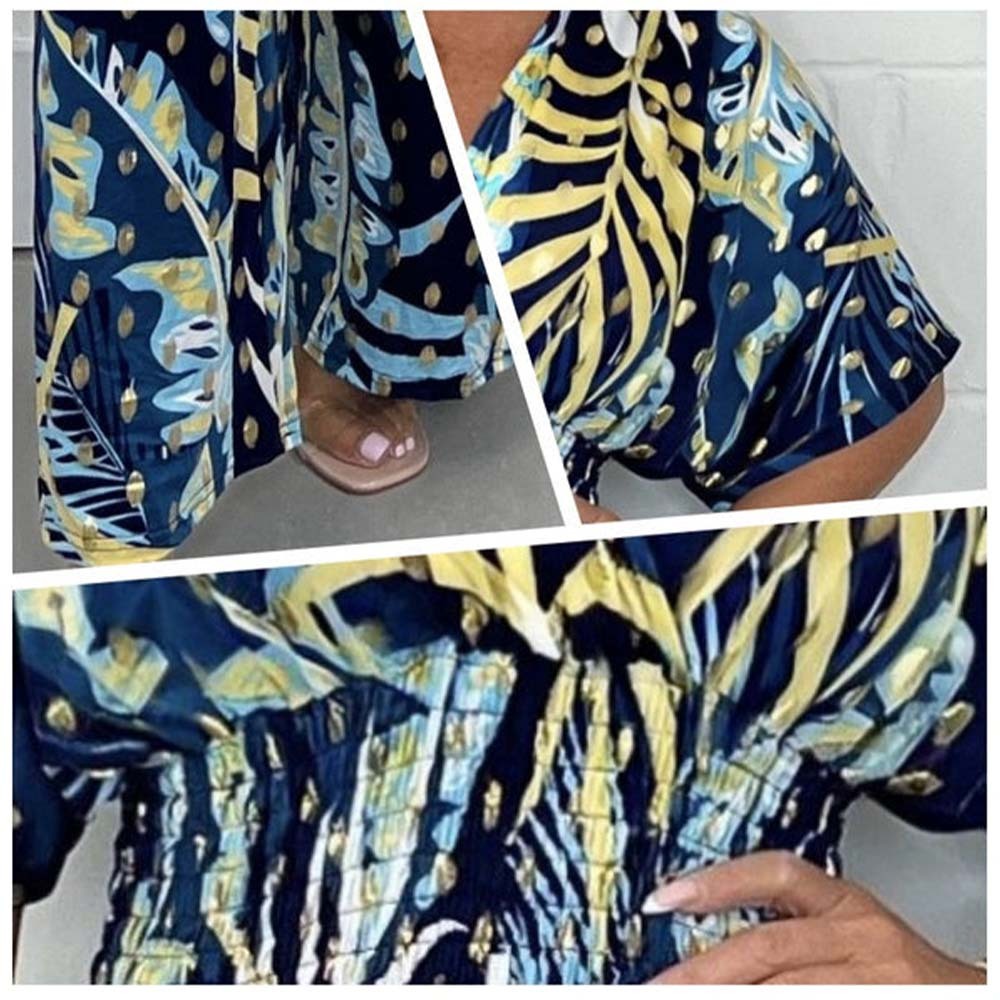 Mono holgado de talla grande con estampado de hojas estilo centro turístico para mujer