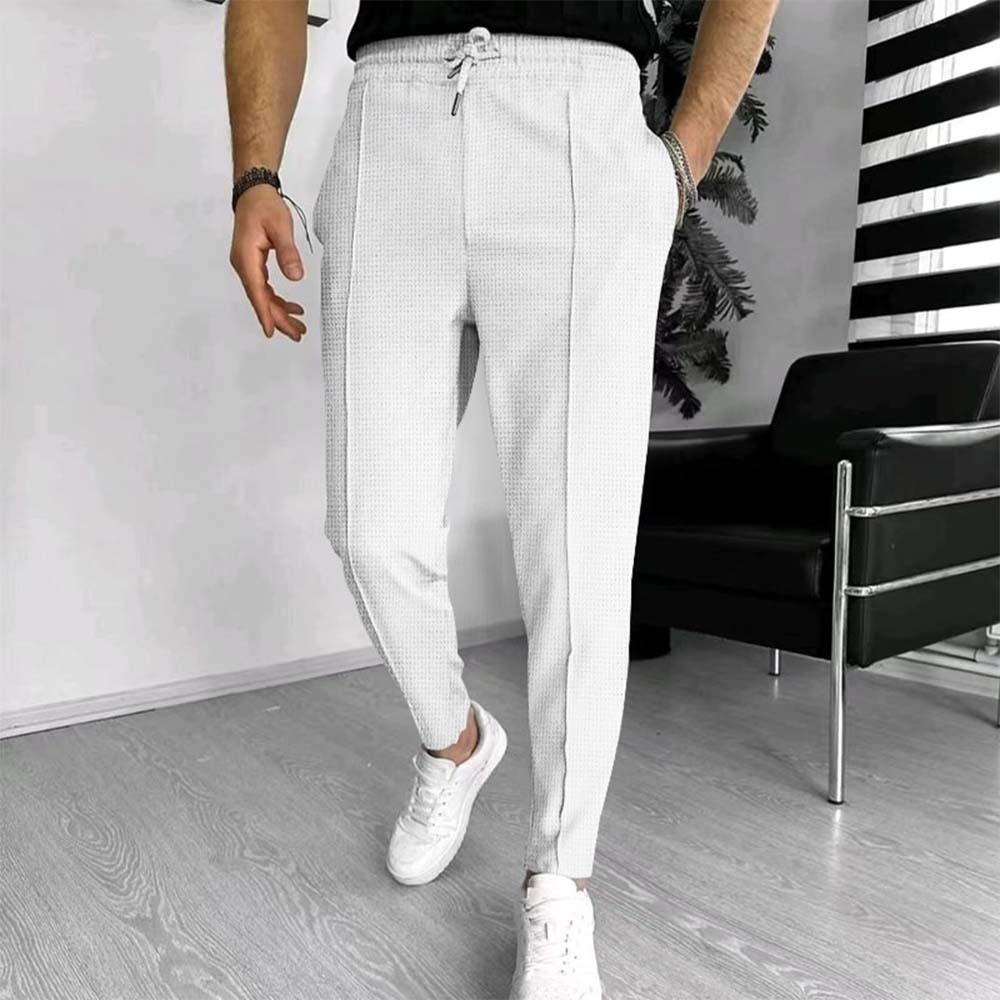 2024 nuevos pantalones de jogging de pie pequeño a cuadros tipo gofre 