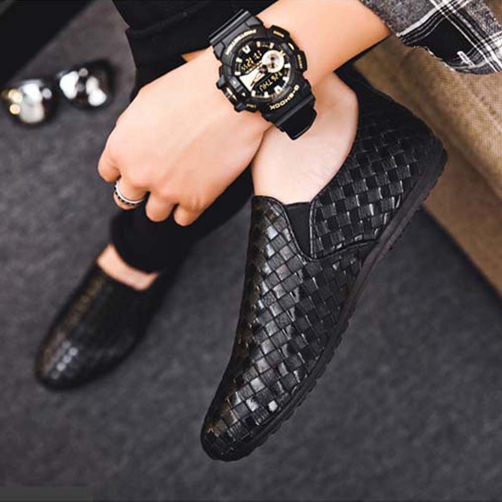 Hojanaranja Mocasines informales sin cordones de piel elástica para hombre