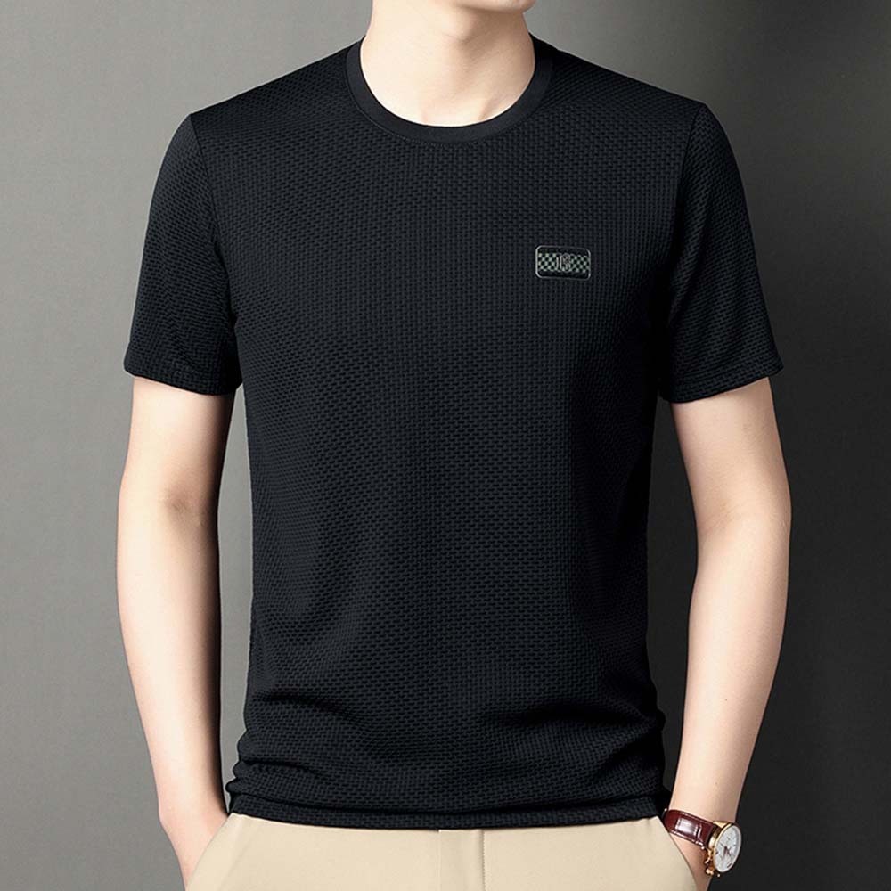 Camiseta de manga corta de seda helada transpirable para hombre