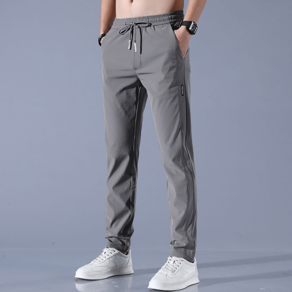 Men's breathable ice silk stretch straight casual pants