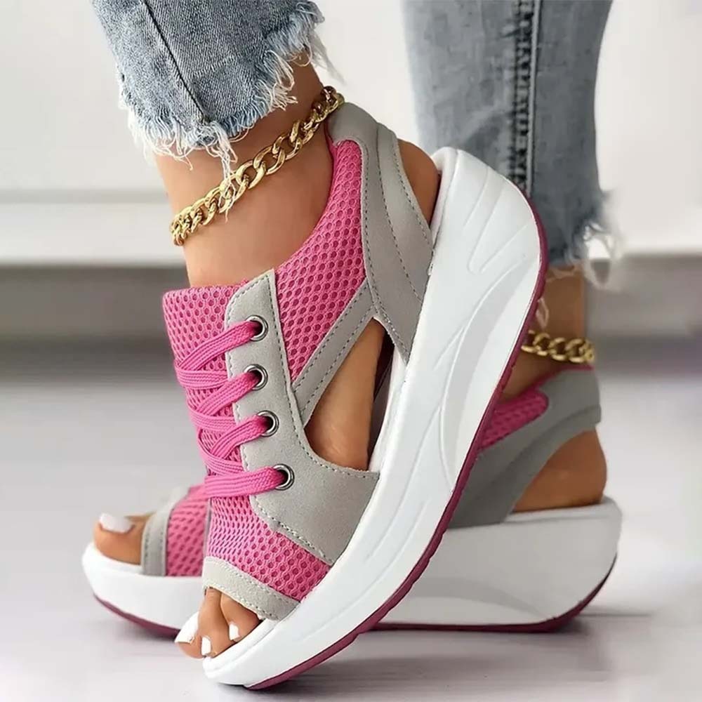 Sandalias deportivas transpirables de malla hueca para mujer