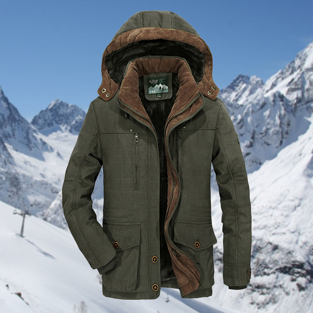 Glowtomato™ Winter men's warm mid-length fleece hooded cotton coat