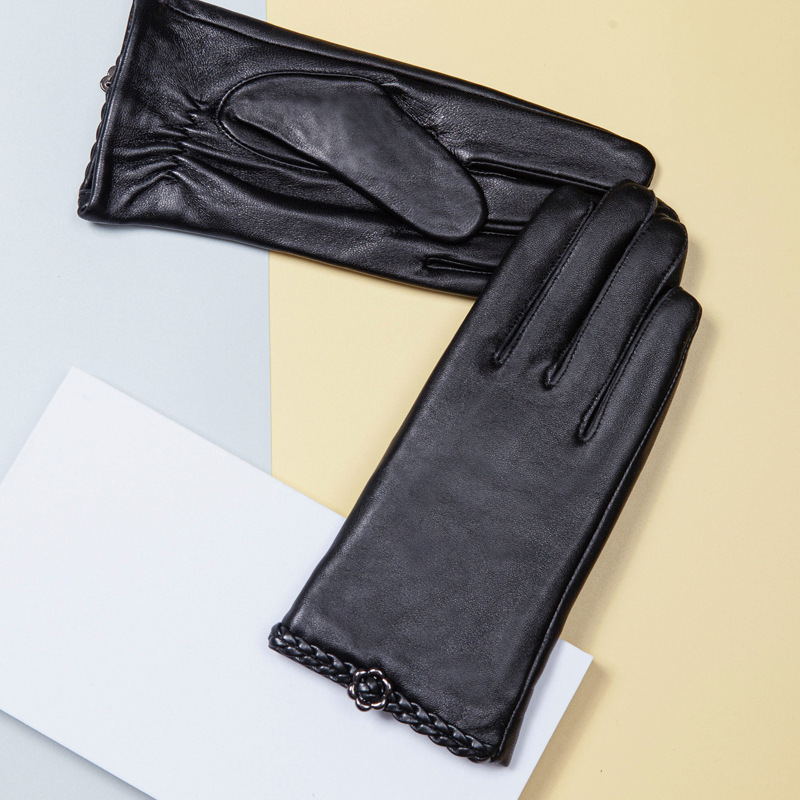 Guantes cálidos de PU para mujer de invierno elegante