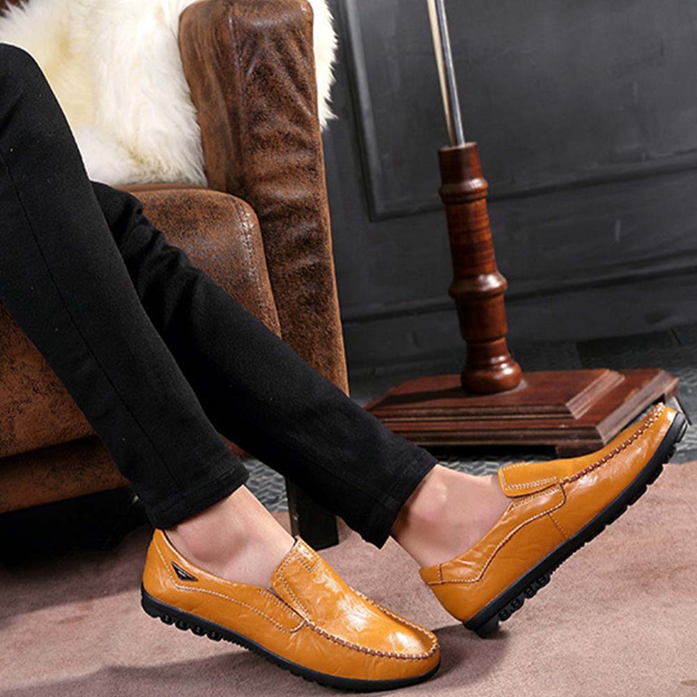 Zapatos casuales de cuero cómodos y sin cordones para hombre