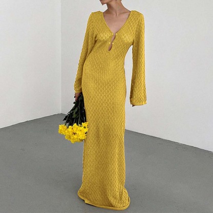 Hojanaranja Vestido de punto extralargo para mujer Ropa de protección solar para la playa