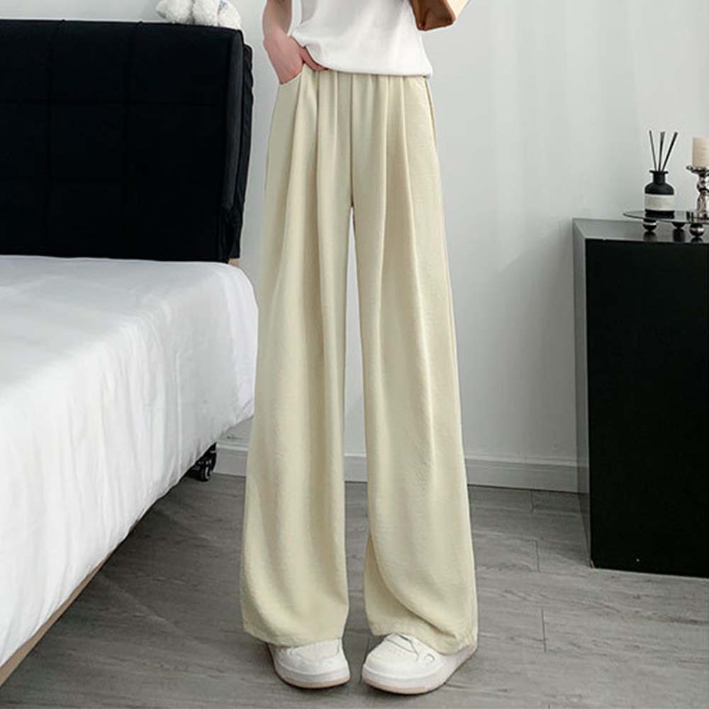 Pantalones de pierna ancha con cintura elástica ligera de verano para mujer