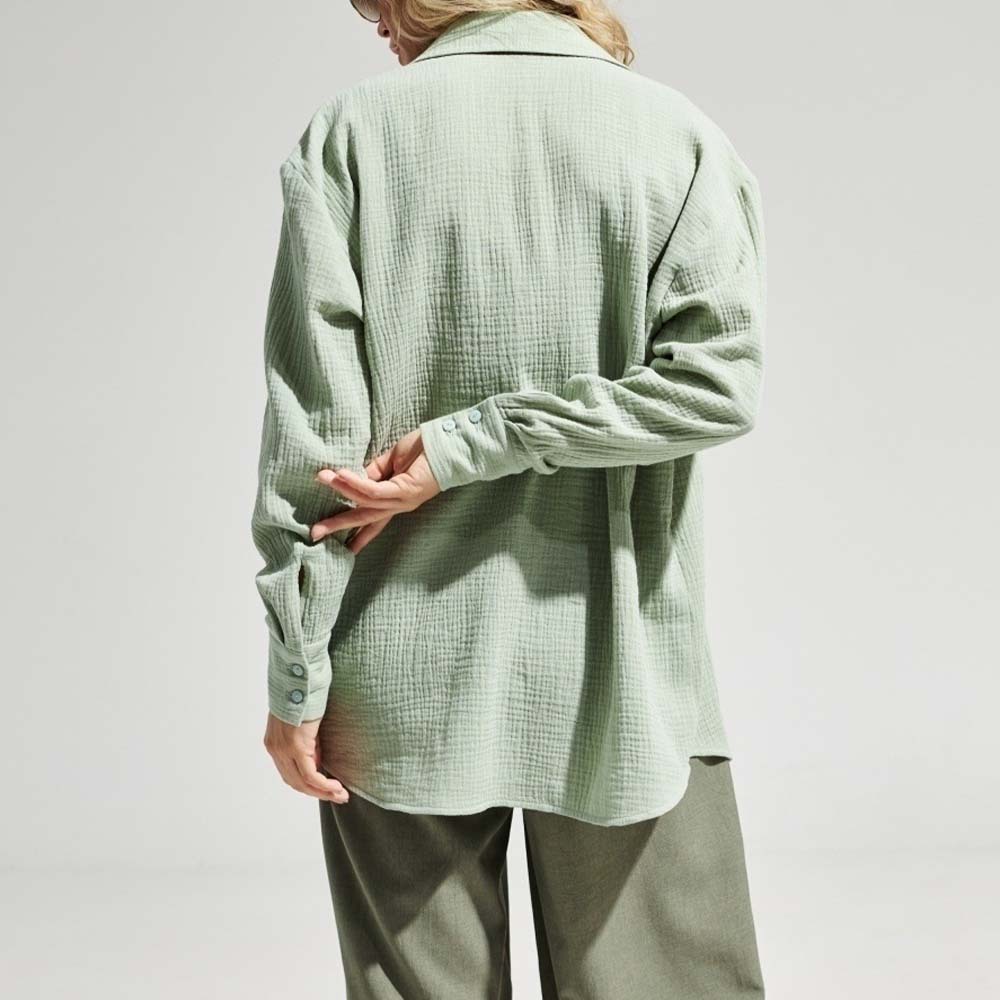 Camisa cómoda de manga larga de algodón para mujer