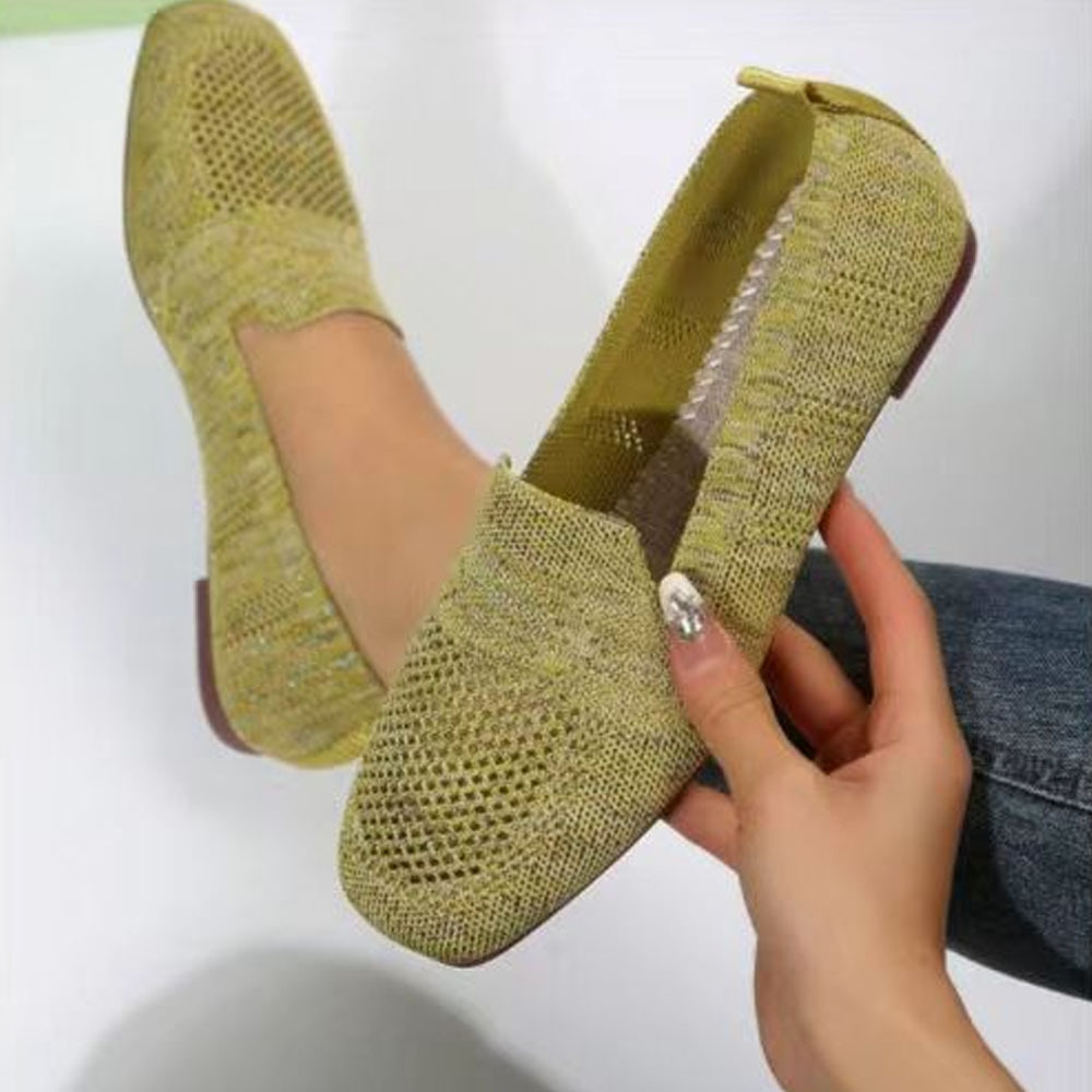 Smiledeer Spring and Autumn Knitted Breathable Flat Casual Shoes for Women