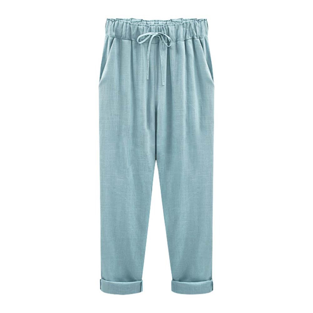 Pantalón de mujer holgado de algodón y lino, ligero y transpirable