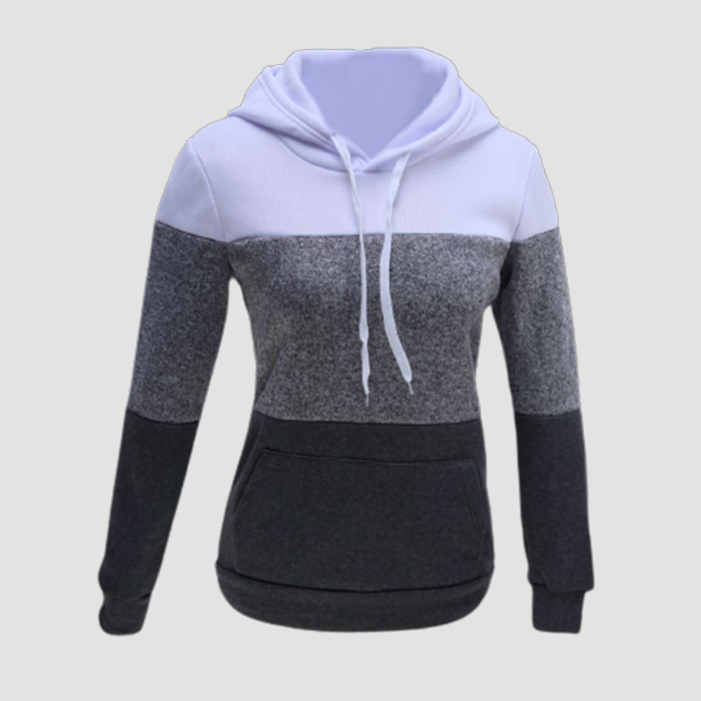 Chaqueta de sudadera con capucha casual para mujer con bloque de color