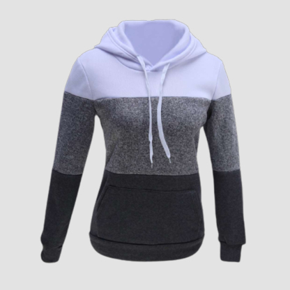 Olivoslindo Chaqueta de sudadera con capucha casual para mujer con bloque de color
