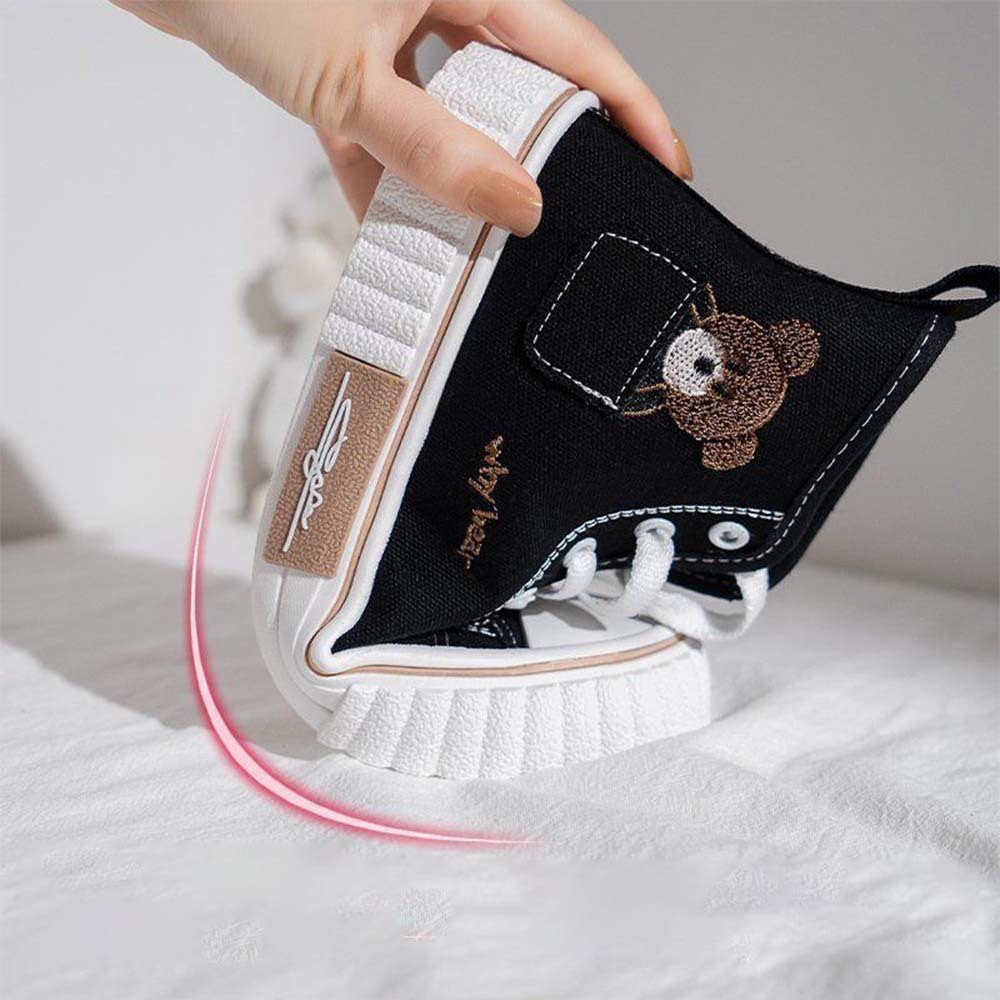 Zapatos de lona con caña alta y oso a la moda para mujer