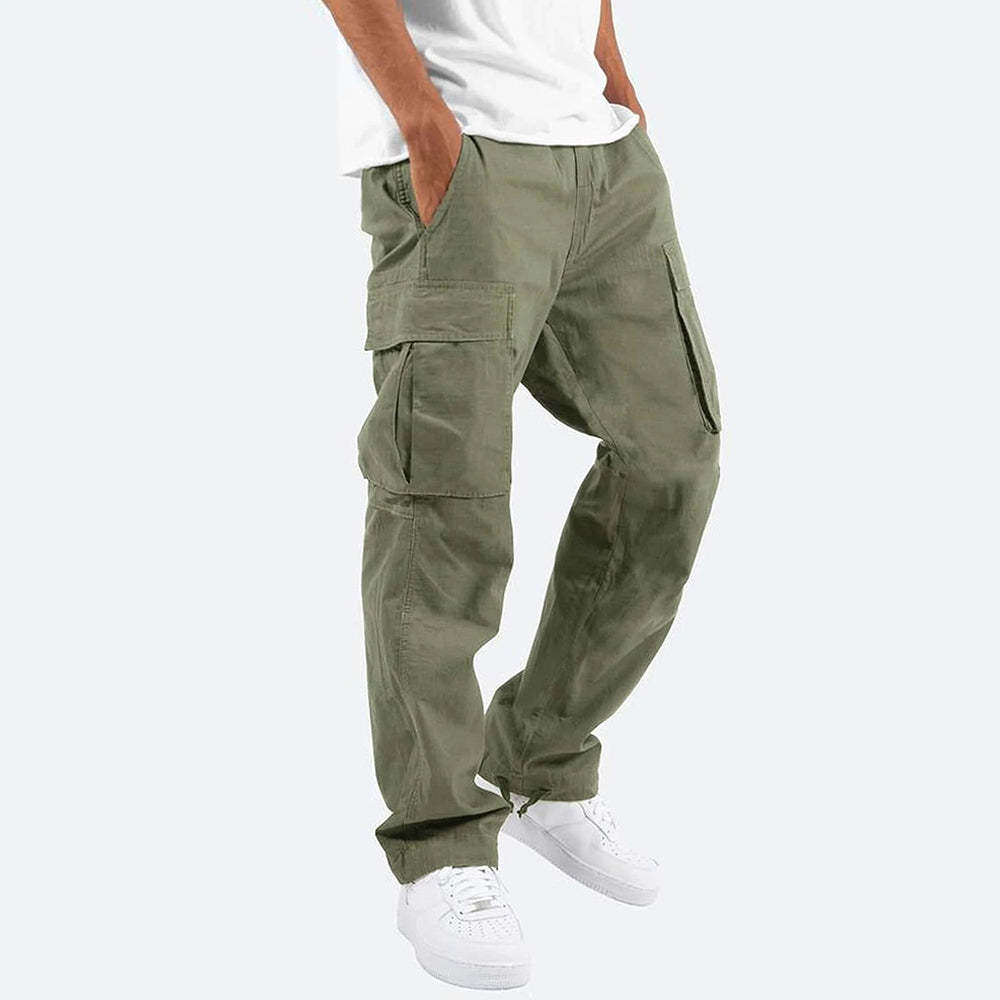 Olivoslindo Pantalones cargo multibolsillos de moda para hombre