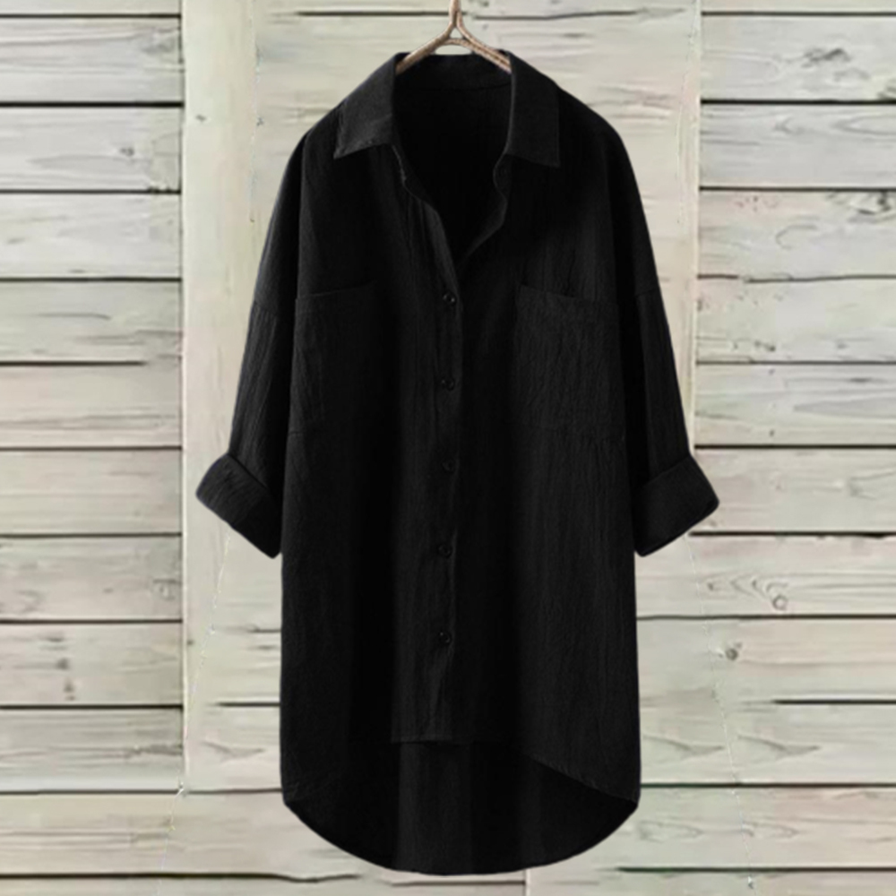 Olivoslindo Camisa casual mujer lino algodón color liso