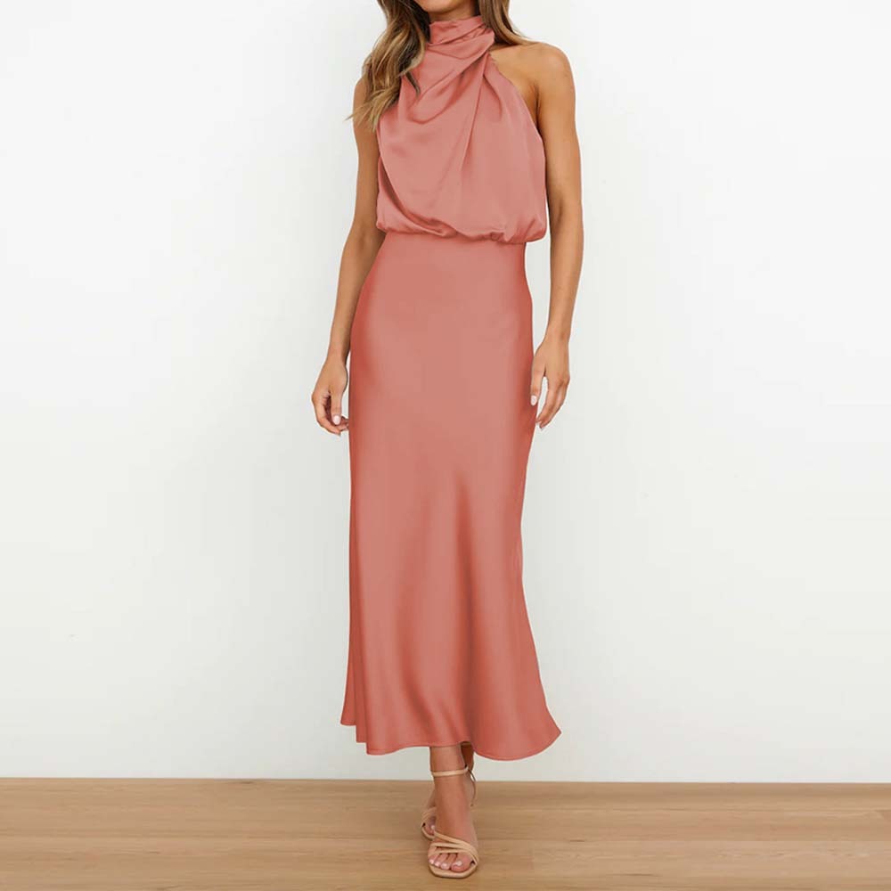 2024 New fashion satin sleeveless dress evening dress