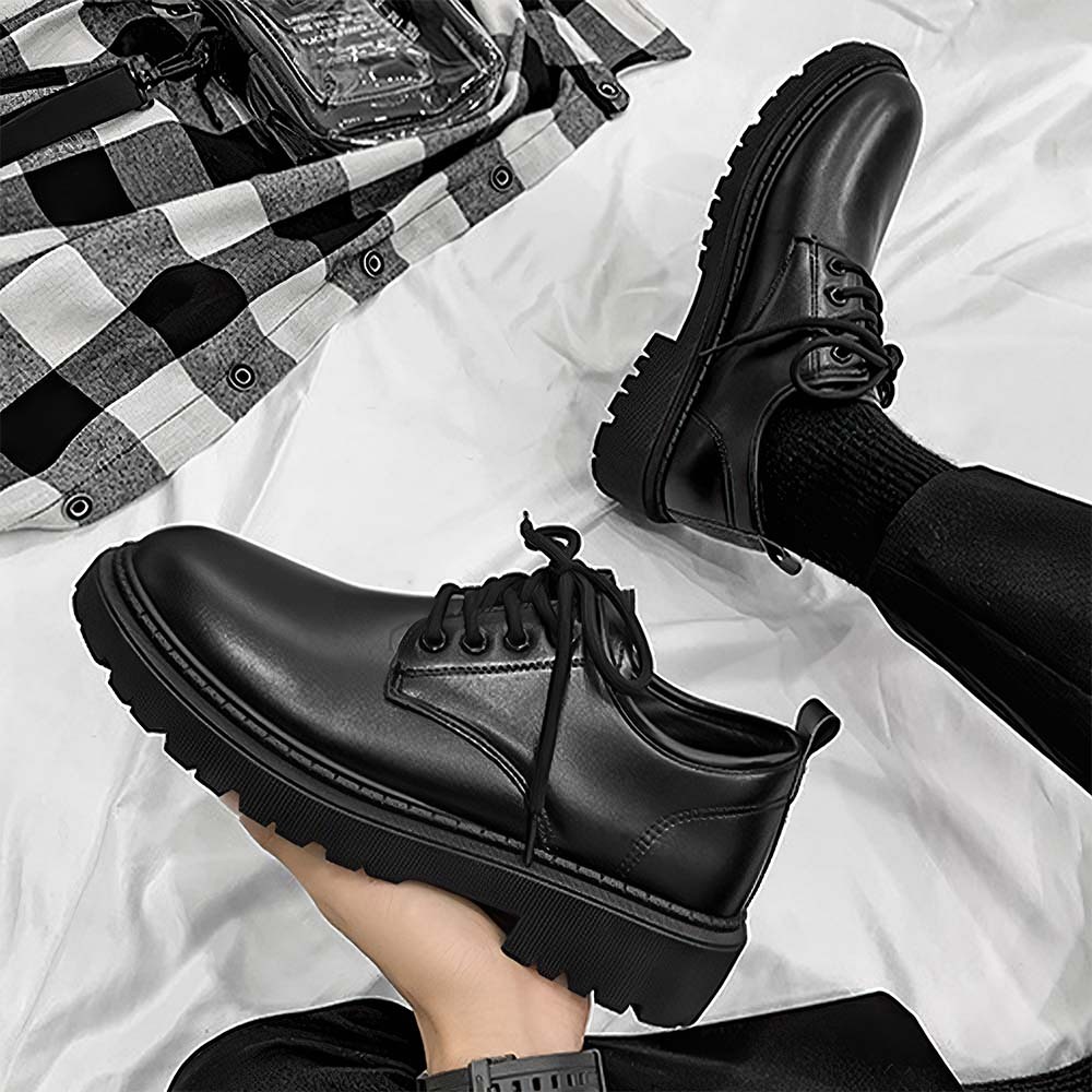 Nuevos zapatos de cuero con cordones de estilo británico para hombre