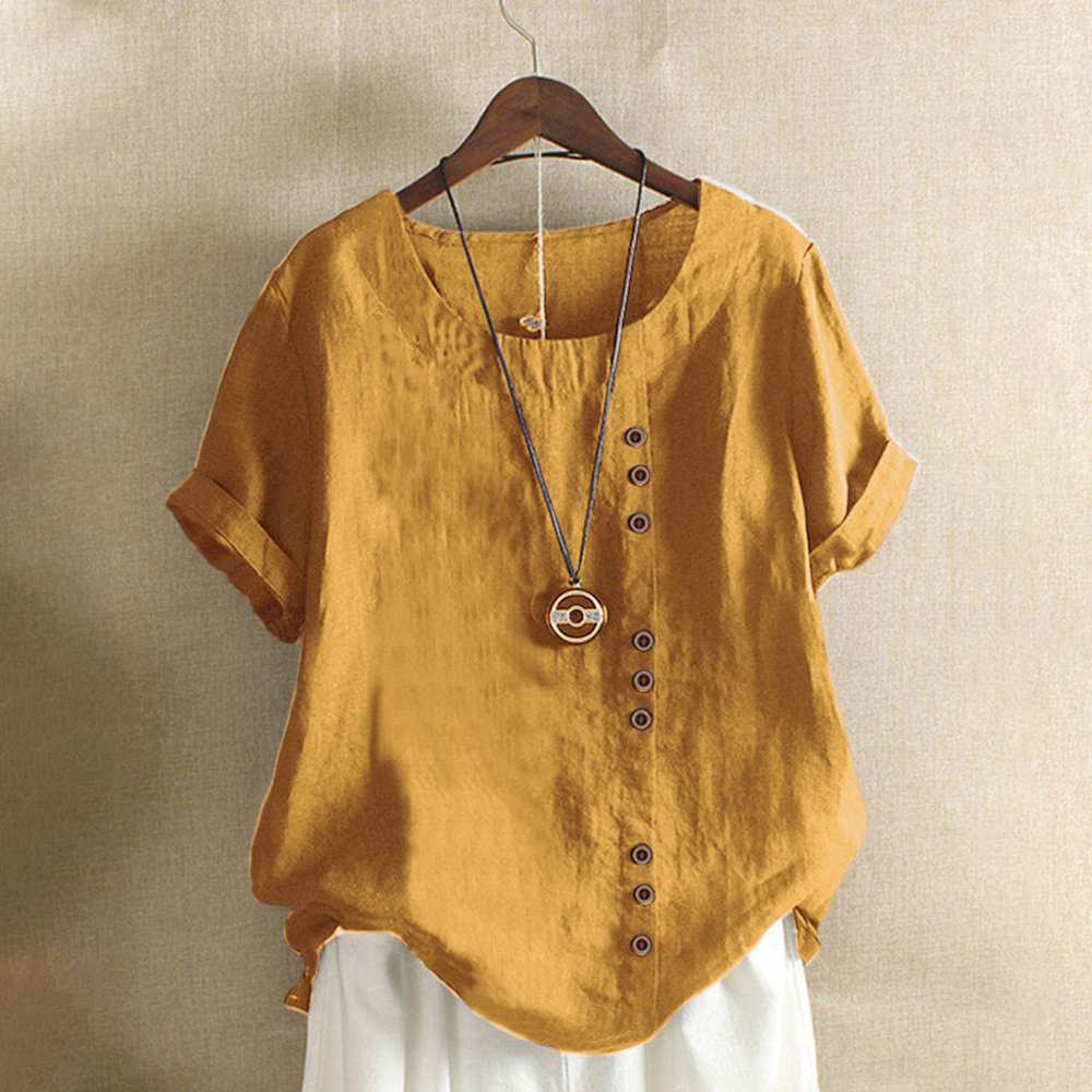 New large size cotton and linen women's T-shirt