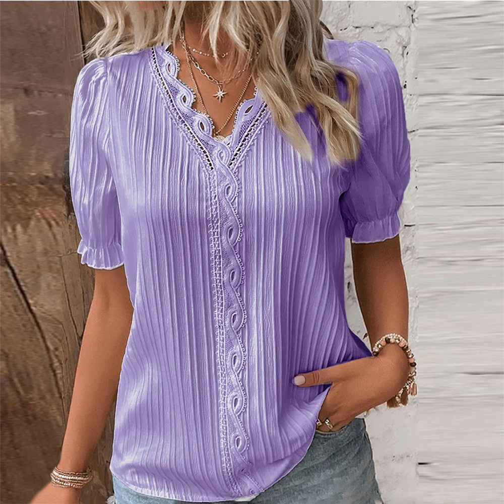 Summer new fashion hollow short-sleeved women's shirt