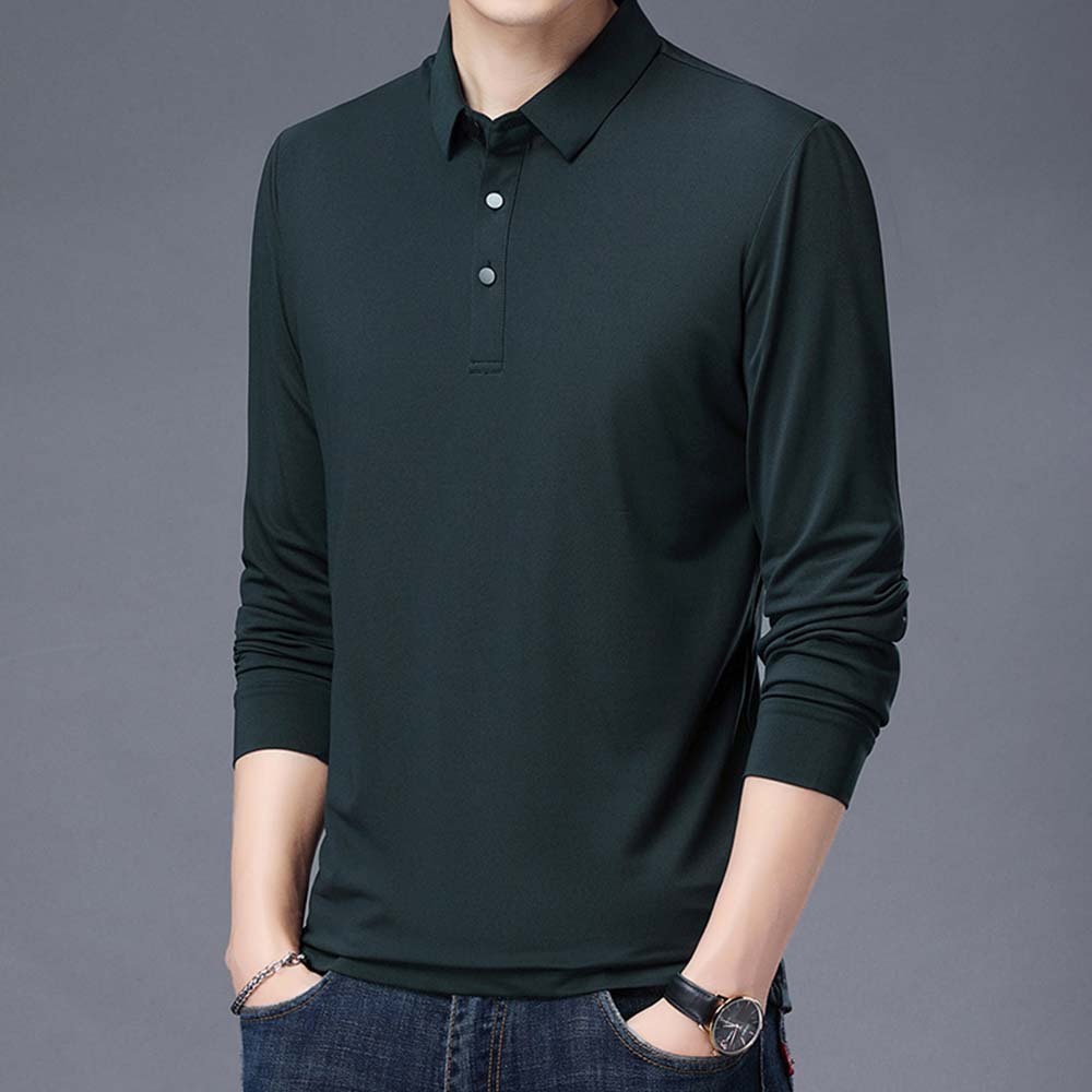 2024 nueva camiseta de manga larga con solapa para hombre